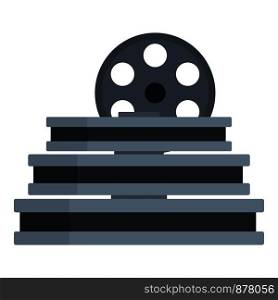 Film reel stack icon. Flat illustration of film reel stack vector icon for web design. Film reel stack icon, flat style