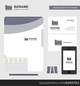 Film roll Business Logo, File Cover Visiting Card and Mobile App Design. Vector Illustration