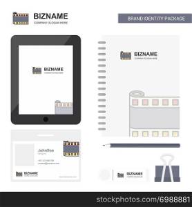 Film roll Business Logo, Tab App, Diary PVC Employee Card and USB Brand Stationary Package Design Vector Template