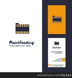Film roll Creative Logo and business card. vertical Design Vector