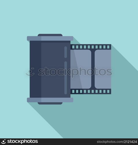 Film roll icon flat vector. Camera photo. Negative photography. Film roll icon flat vector. Camera photo