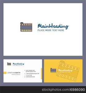 Film roll Logo design with Tagline & Front and Back Busienss Card Template. Vector Creative Design