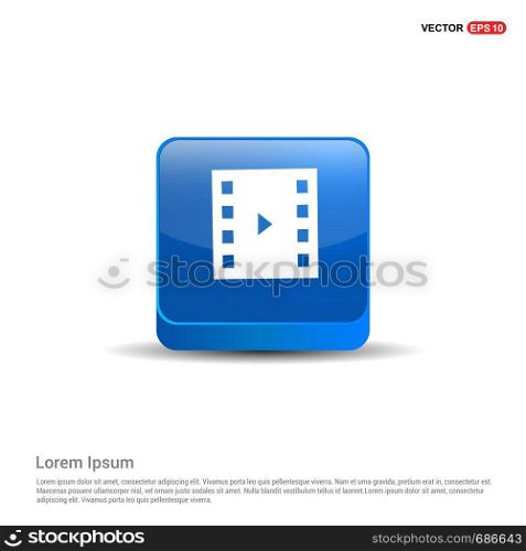 Film strip icon - 3d Blue Button.