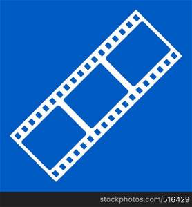 Film strip icon white isolated on blue background vector illustration. Film strip icon white