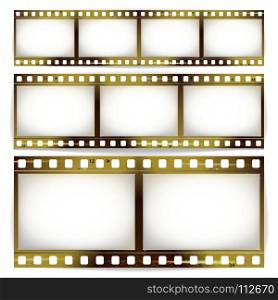 Film Strip Vector Set. Film Strip Vector Set. Cinema Of Photo Frame Strip Blank Scratched Isolated On White