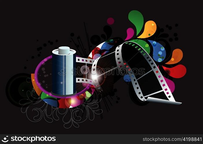 film strip with colorful swirls vector illustration