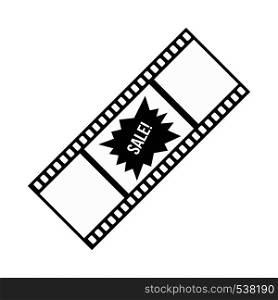 Film strip with Sale text icon in simple style on a white background. Film strip with Sale text icon, simple style