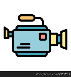 Film video camera icon. Outline film video camera vector icon color flat isolated. Film video camera icon color outline vector