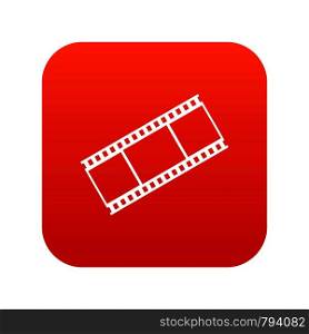 Film with frames icon digital red for any design isolated on white vector illustration. Film with frames icon digital red