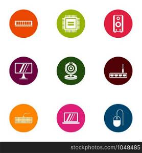 Filmmaking screen icons set. Flat set of 9 filmmaking screen vector icons for web isolated on white background. Filmmaking screen icons set, flat style