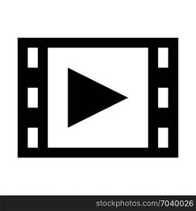 Filmstrip with play button, icon on isolated background