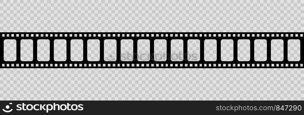 Filmstripe black and white isolated on transparent background. Vector illustration. Filmstripe black and white isolated on transparent background