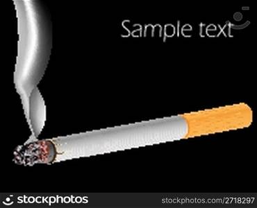 filter cigarette against black background, abstract vector art illustration