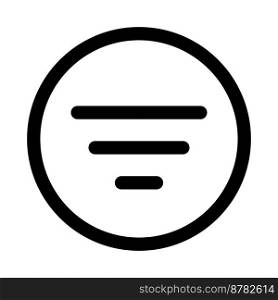 Filter circle icon line isolated on white background. Black flat thin icon on modern outline style. Linear symbol and editable stroke. Simple and pixel perfect stroke vector illustration.
