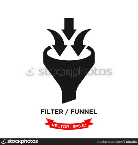 filter icon in trendy flat style, funel vector icon