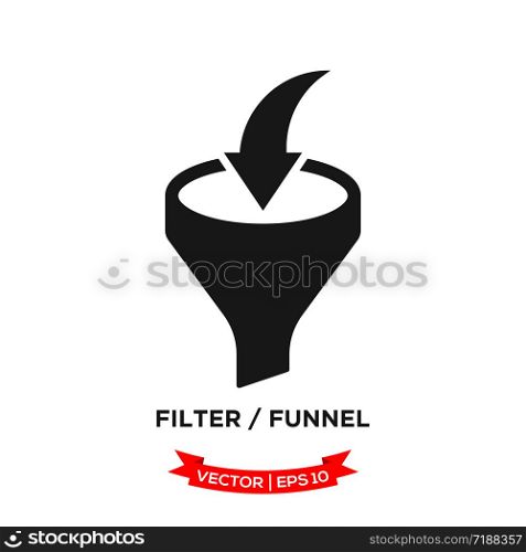 filter icon in trendy flat style, funel vector icon