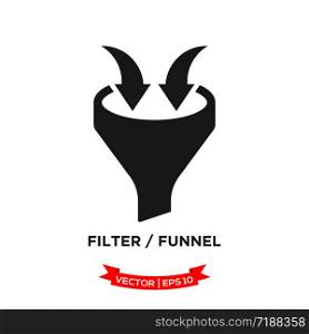 filter icon in trendy flat style, funel vector icon