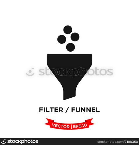 filter icon in trendy flat style, funnel vector icon