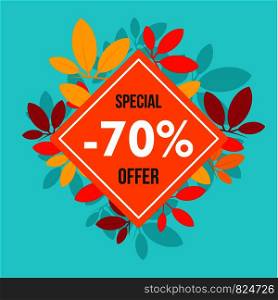 Final autumn offer sale background. Flat illustration of final autumn offer sale vector background for web design. Final autumn offer sale background, flat style