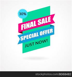Final Sale banner, poster background. Big sale, special offer, discounts, up to 30 percent off. Vector illustration