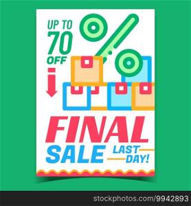 Final Sale Creative Promotional Poster Vector. Final Selling With Big Discount Percent Last Day Advertising Banner. Gift Boxes, Wholesale Buying Concept Template Style Color Illustration. Final Sale Creative Promotional Poster Vector