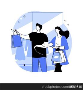 Final sale isolated cartoon vector illustrations. Young couple with packages in the shopping mall, big discounts day, smart retail, collection liquidation, final sales in store vector cartoon.. Final sale isolated cartoon vector illustrations.