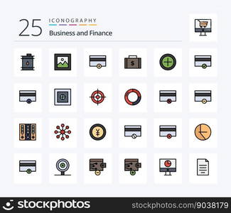 Finance 25 Line Filled icon pack including finance. money. finance. finance. bag