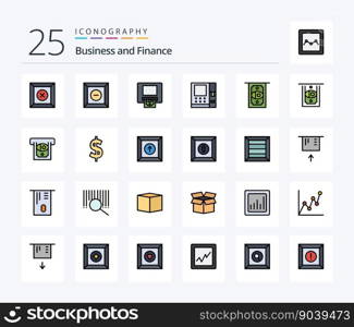 Finance 25 Line Filled icon pack including product. box. money. product. box