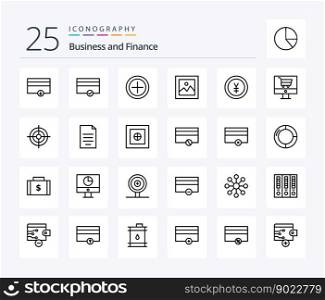 Finance 25 Line icon pack including shoot. business. finance. shop. ecommerce