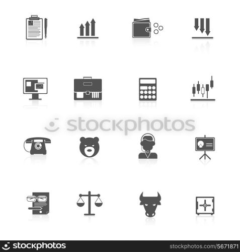 Finance bank exchange money trading icons black set isolated vector illustration.
