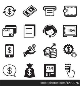 Finance & banking icons, credit card, atm Illustration Vector Symbol