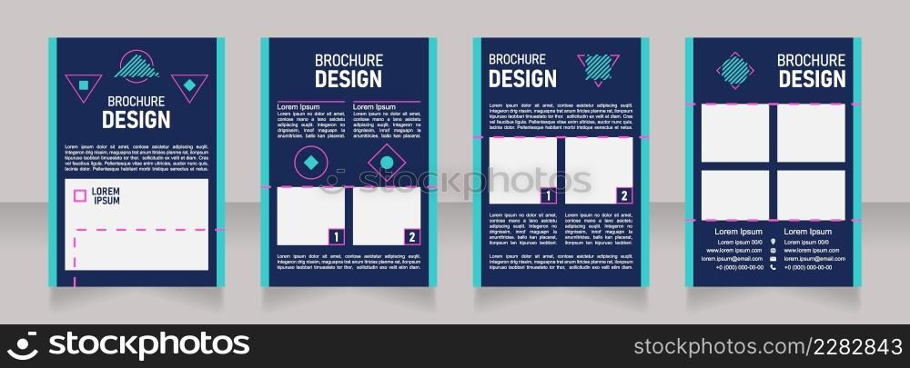 Finance blank brochure design. Template set with copy space for text. Premade corporate reports collection. Editable 4 paper pages. Bahnschrift SemiLight, Bold SemiCondensed, Arial Regular fonts used. Finance blank brochure design