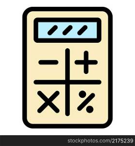 Finance calculator icon. Outline finance calculator vector icon color flat isolated. Finance calculator icon color outline vector