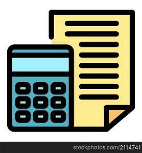 Finance calculator paper icon. Outline finance calculator paper vector icon color flat isolated. Finance calculator paper icon color outline vector