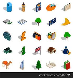 Finance center icons set. Isometric set of 25 finance center vector icons for web isolated on white background. Finance center icons set, isometric style