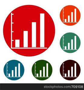 Finance chart icons circle set vector isolated on white background. Finance chart icons circle set vector