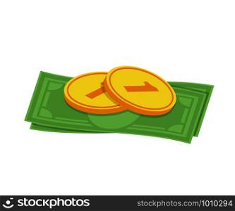 finance coins and paper money flat isometry, vector. finance coins and paper money flat isometry