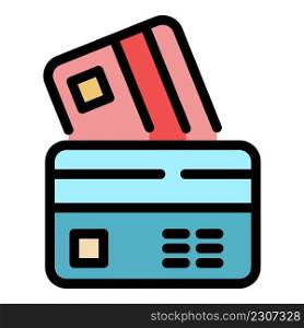 Finance credit cards icon. Outline finance credit cards vector icon color flat isolated. Finance credit cards icon color outline vector