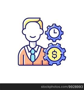Finance department RGB color icon. Acquiring funds for company. Financial planning. Incoming and outgoing cash flows control. Money expenditure on various assets. Isolated vector illustration. Finance department RGB color icon