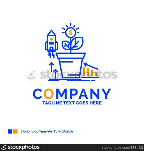 Finance, financial, growth, money, profit Blue Yellow Business Logo template. Creative Design Template Place for Tagline.