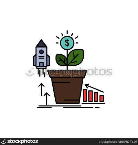 Finance, financial, growth, money, profit Flat Color Icon Vector