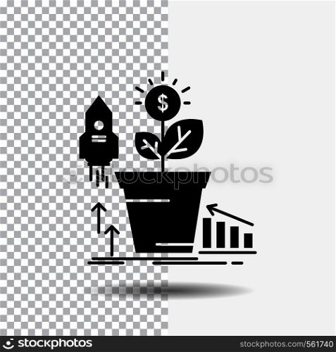 Finance, financial, growth, money, profit Glyph Icon on Transparent Background. Black Icon. Vector EPS10 Abstract Template background
