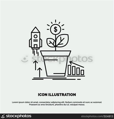 Finance, financial, growth, money, profit Icon. Line vector gray symbol for UI and UX, website or mobile application. Vector EPS10 Abstract Template background