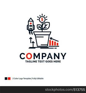 Finance, financial, growth, money, profit Logo Design. Blue and Orange Brand Name Design. Place for Tagline. Business Logo template.