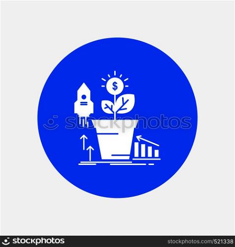 Finance, financial, growth, money, profit White Glyph Icon in Circle. Vector Button illustration. Vector EPS10 Abstract Template background