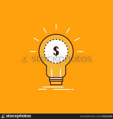 Finance, financial, idea, money, startup Flat Line Filled Icon. Beautiful Logo button over yellow background for UI and UX, website or mobile application. Vector EPS10 Abstract Template background