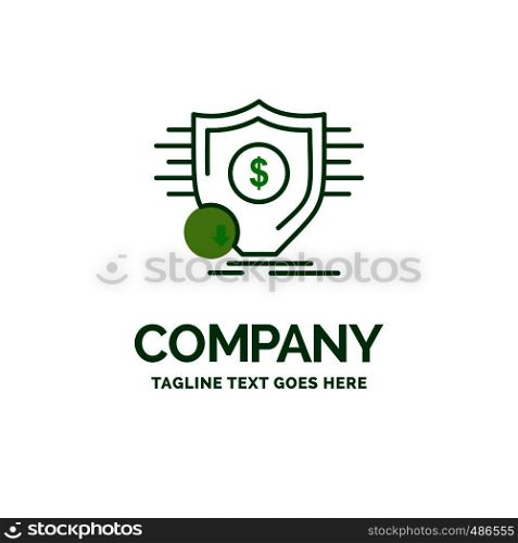 Finance, financial, money, secure, security Flat Business Logo template. Creative Green Brand Name Design.