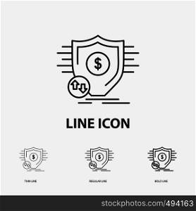 Finance, financial, money, secure, security Icon in Thin, Regular and Bold Line Style. Vector illustration. Vector EPS10 Abstract Template background