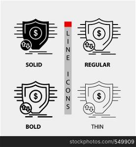 Finance, financial, money, secure, security Icon in Thin, Regular, Bold Line and Glyph Style. Vector illustration. Vector EPS10 Abstract Template background