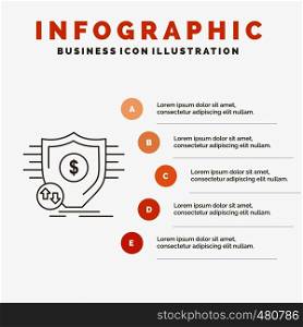 Finance, financial, money, secure, security Infographics Template for Website and Presentation. Line Gray icon with Orange infographic style vector illustration. Vector EPS10 Abstract Template background